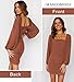 MASCOMODA Fashion Square Neck Mesh Long Sleeve Short Bodycon Dresses for Women 2026 Sexy Wedding Guest Short Formal Dress(Small,Caramel)