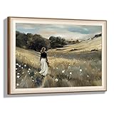 YUEYARIT Framed Wall Art, Vintage Wall Decor, Modern Farmhouse Style Canvas Printed Pictures, Suitable for Gifts, Cottagecore Bedroom, Bathroom, Living Room, and Office Artwork (12X16) Inch