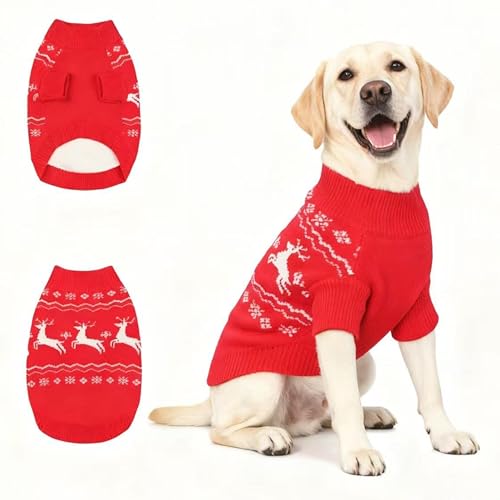 Image of Christmas Dog Sweaters for Small Medium Large Dogs Classic Turtleneck Holiday Xmas Pet Clothes Cozy Stretchy Sweater for Chihuahua, Bulldog, Dachshund, Pug X-Large