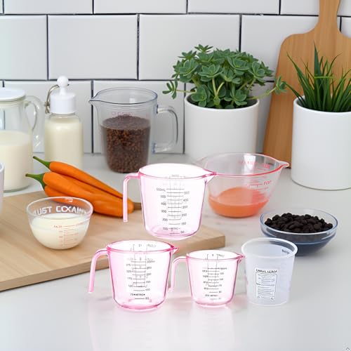 Vasos medidores plásticos rosados 3 pack 600 ml miniatura 4