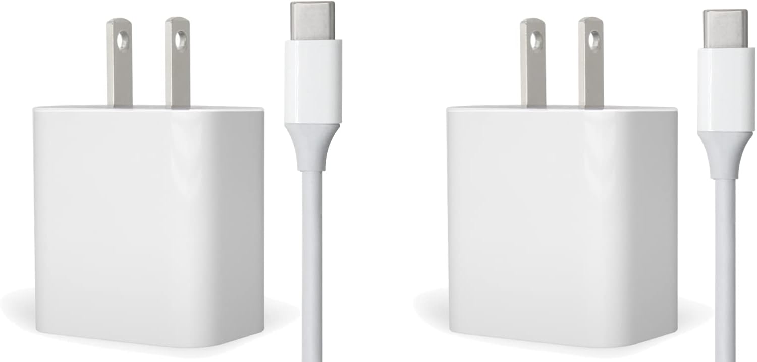 30W USB-C Fast Charger and Cable Compatible with Samsung Products, Samsung Phones, Tablets and Other USB-C Devices White (6-Foot, 2-Pack)