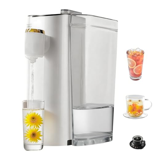 Hot Water Dispenser Countertop, Portable 2100W Fast Heating Water Boiler with 1.2L Detachable Water Tank, 5 Temp Settings, 200/300ml Volume Control & Child-Safe Lock for Home, Office, Travel