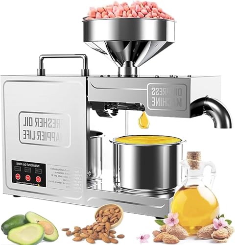 Máquina automática de prensado de aceite, extractors de aceite, máquina de prensado en frío y caliente de acero inoxidable de 820 W, molinillo de aceite de semillas de nueces comerciales, para maní
