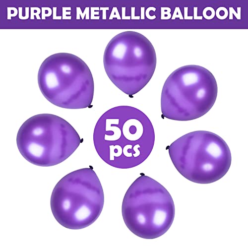 Image of Party Propz Purple Balloons For Birthday Decoration - Set of 50 Pcs Purple Balloons For Decoration | purple theme birthday decorations | Metallic Balloons for Decoration (Latex)