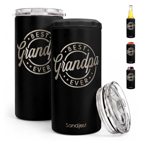 Image of Best Grandpa Ever Can Cooler Drink 12oz - Travel Mug Cup - Stainless Steel Insulated for Men Dad - Tumbler Cans Koozie, Gift for Christmas, Birthday, Father's Day