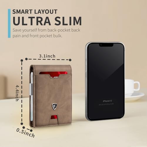 Image of RUNBOX Mens Slim Wallet with Money Clip RFID Blocking Bifold Credit Card Holder for Men with Gift Box