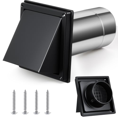 Image of Gisafai 4 inch Outside Dryer Vent Cover for Exterior Walls Exhaust Vent Cap with Removable Extension Pipe Stainless Steel Hood Cushioned Non Return Flap with Sealing Gasket Grille Screen
