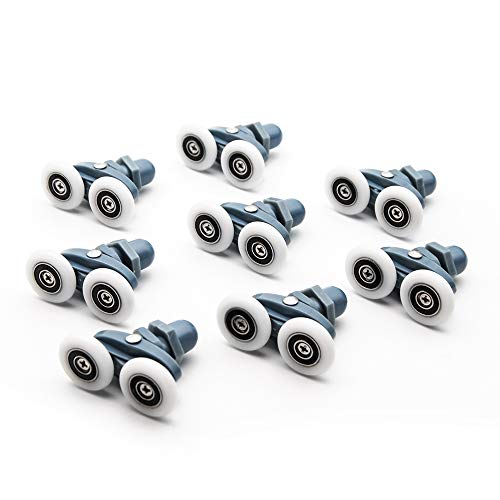 Rodillos de rueda para puerta de ducha con polea doble ajustable de ABS y 27mm 8 piezas 5