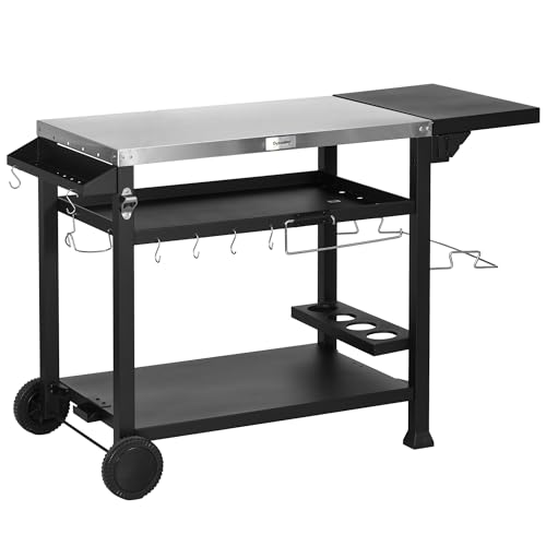 Outdoor Grill Cart with Foldable Side Table, 46