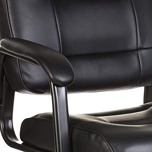 Amazon Basics Classic Faux Leather Office Desk Guest Chair with Metal Frame - Black