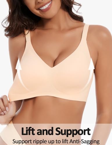 Womens Comfortable Wireless T Shirt Bra No Underwire Seamless Full Coverage Bralettes Push Up Supportive Bras for Women2
