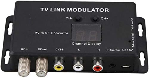 Yuhoo UHF Modulator, Mini TV Link Modulator,TM70 AV to RF Converter with Channel Display, PAL/NTSC Optional Digital Modulator USB Plug & Play(Black), free size