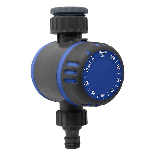 S&M 590092 – Temporizador mecánico de 1 a 120 Minutos | Funciona sin Pilas | Fácil de Usar, Resistente y Muy intuitivo | con Entrada Rosca H 3/4' – 1” y Salida M 3/4' | Presión hasta 12 Bares