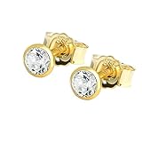 Edelstein: Zirkonia Weiß NKlaus Paar Ohrstecker 3,5mm Gelbgold 333 8 Karat Gold Ohrringe Kristall Zirkonia Weiß 1761