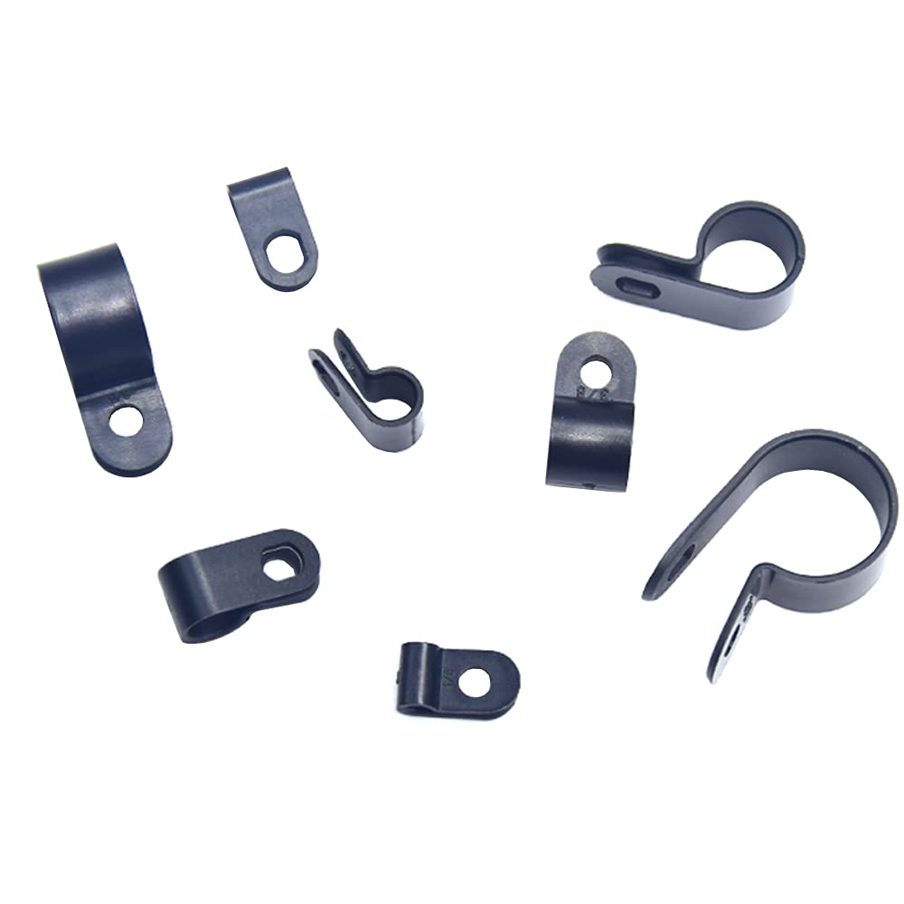 200 Pezzi Nylon Plastica Clip R Morsetti, Tipo R Clip di Fissaggio per Cavi per Manicotto Cavi, Fermacavi Scatola Assortita per La Gestione dei Cavi