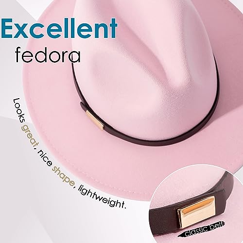 Image of Fedora Hats for Men Wide Brim Panama Hat with Classic Belt