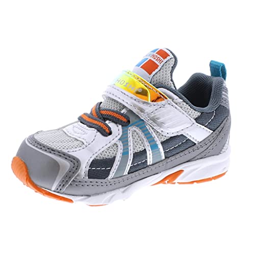TSUKIHOSHI Storm Kids Shoes - Strap-Closure Machine-Washable Kids and Toddler Shoes with Wide Toe Box & Slip-Resistant, Non-Marking Outsoles, Silver/Gray - 1 Little Kid (4-8 Years)