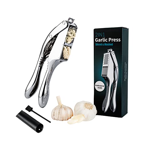 Prensa Ajos 2 en 1 Machacador de Ajos Con Cepillo de Limpieza y Pelador de Ajos Picador de Ajo con...