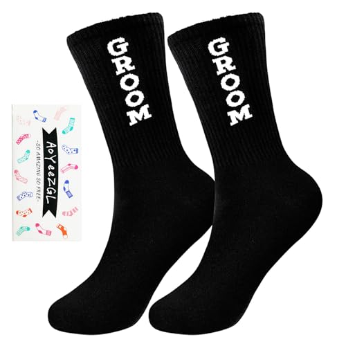 Ao Yee ZGL Gifts for bride and groom socks for proposal groomsmen Bestman and bridesmaids socks Bridesmaid Gifts (GROOM)