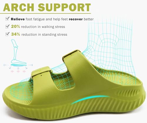 Image of KuaiLu Womens Recovery Sandals With Comfortable Plantar Fasciitis Arch Support, Orthotic Adjustable Thick Cushion Sport Slides Reduces Stress on Feet, Joints & Back Post-Exercise