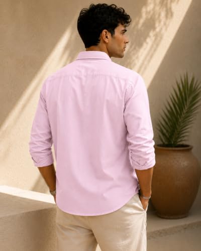Image of Men Linen Cotton Full Sleeve Shirt for man | Mens Casual Shirt |Shirts for Men Stylish | Men Shirts | Casual Business Party Festival Regular Fit