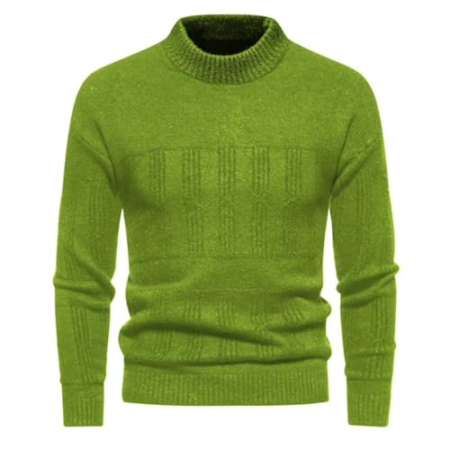 Men's Half High Neck Sweater Warm and Skin-Friendly Elastic Sweaters Pullover Knit Sweater M46-Grass EN8 2XL