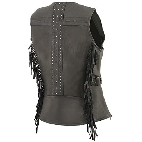 Milwaukee Leather Mll4565 Women's Black Fringed Leather Vest - 3X-Large #TOP5