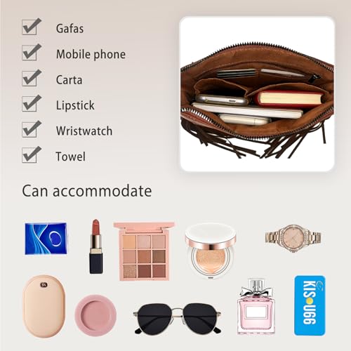 Bolso bandolera tipo hobo con flecos para mujer miniatura 6
