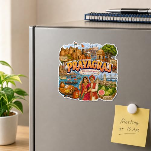 Image of Zesta Wooden Fridge Magnets Set | Refrigerator Decor Magnets for Kitchen | India Souvenir Fridge Magnet Collection | Wooden Magnet for Fridge Door Decoration (Prayagraj)