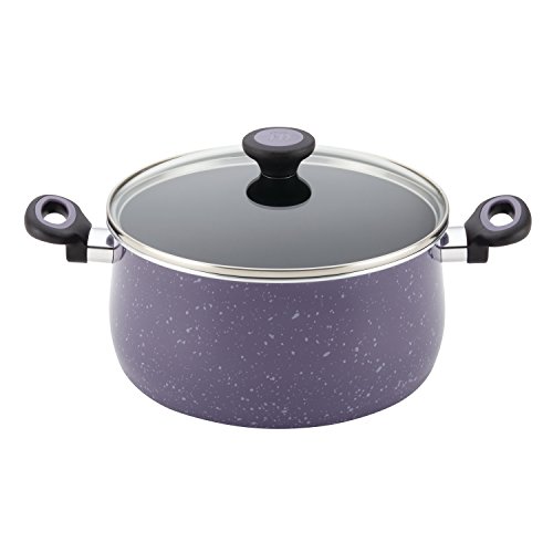 Paula Deen 16986 Riverbend Nonstick Cookware Pots and Pans Set, Aluminum, Lavender Speckle 8 Gallery Image