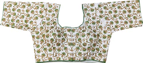 REKHA Women's Party Wear Readymade Bollywood Designer Indian Style Padded Blouse for Saree Crop Top Choli 500 Green