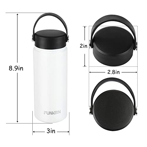 Funkrin Insulated Coffee Travel Mug With Ceramic Coating, 18Oz Wide Mouth Flex Cap Water Bottle, Vacuum Stainless Steel Leak-Proof Thermos Tumble Flask Cup For Office School Outdoors #TOP5