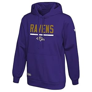 New Era NFL Men’s Safety Performance Pullover Hooded Sweatshirt, Pro Football Fleece Hoodie, Baltimore Ravens, XX-Large