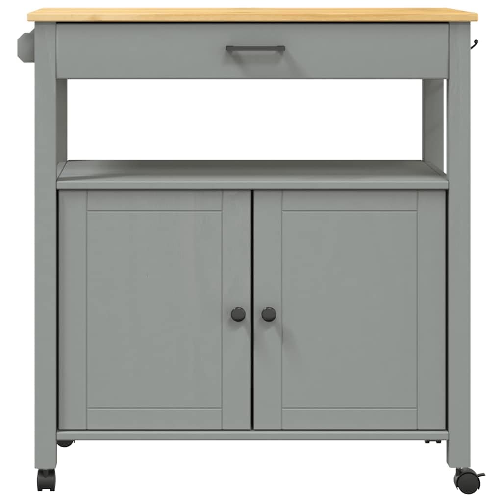 Carro de cocina Monza de madera de pino maciza, 84 x 40 x 88,5 cm, con espacio de almacenamiento y estante, carrito de servicio con cajón, para cocina, comedor, salón y balcón