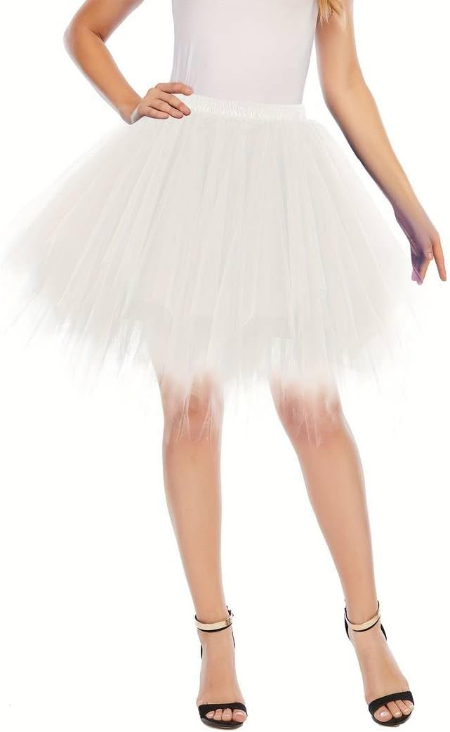 Boolavard Adult Women 80's Tutu Skirt Layered Tulle Petticoat Halloween Tutu