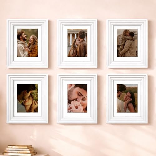 Image of Art Street Luxury Photo Frame for living room, Modern Step Design Photo Frames for Photograph, Art Work, Kids Room Set of 6 (8x12 Inch, White)