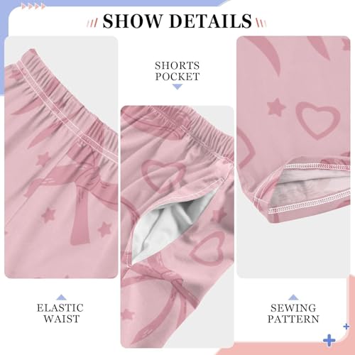 Bow and Heart Boys Pants Boys Athletic Pants Long Pant for Boywith Pockets Wide-Leg Size 6-14Y4