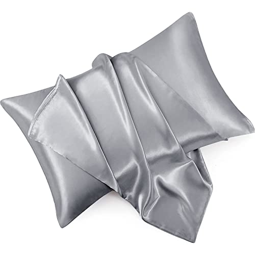 Yorkshire Bedding Satin Grey Pillow Cases 2 Pack - Image 2