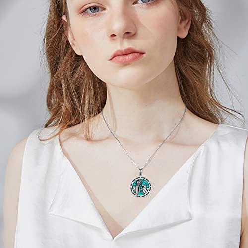 TYSO Western Necklace 925 Sterling Silver Cactus/Bull/Lightning Bolt/Horseshoe Turquoise Country Pendant Jewelry Gift for Women2