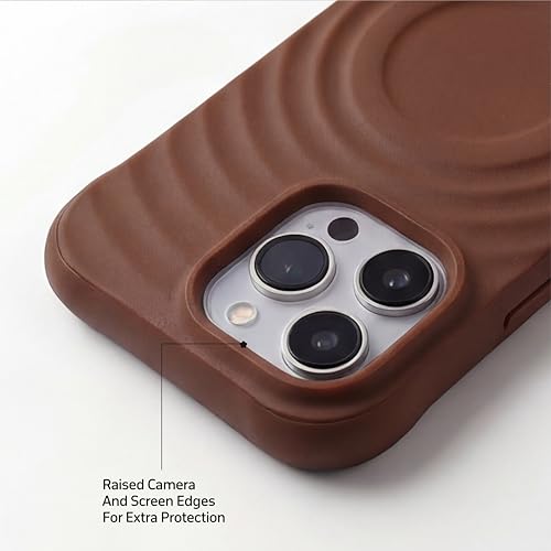 Image of amazon basics Shockproof Case for iPhone 12 Pro Max | Ripple Pattern | Camera Protection | Protective Cover with Enhanced Grip & Wireless Charging Support - Brown
