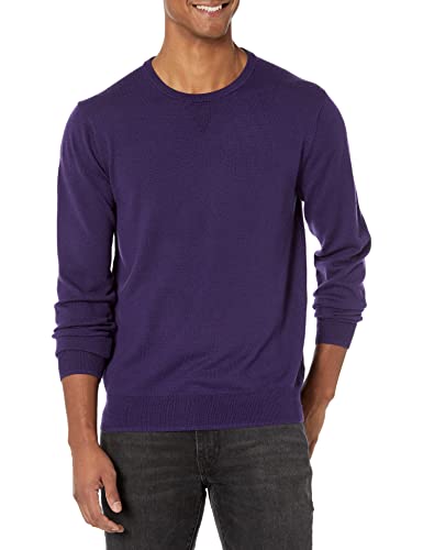 Goodthreads Men's Lightweight Merino Wool Crewneck Sweater, Purple, Medium