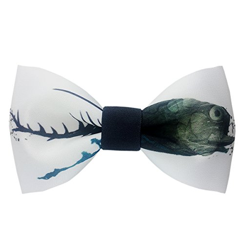 Vorgebundene Fliege aus 100 % Satin-Seide für Herren, aus der Animal-Serie Schwarz und Weiß - Weiß - Medium Cover