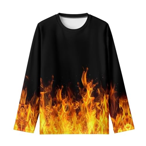 Boys' Casual Long Sleeve Tees with Round Neck Lightweight Soft 3D Print Shirts 3-16T2