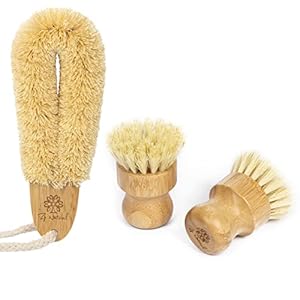 Zp Natural Bambus-Geschirrbürste Set, 3 Stück