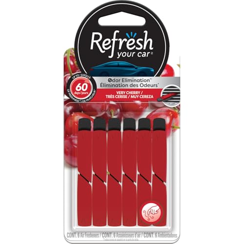 Image of Refresh Your Car Air Freshener Vent Sticks, Very Cherry Scent, 6 Pack, Convenient Car Vent Sticks