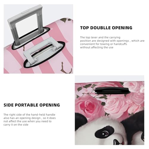 Elastic Travel Luggage Cover for Suitcase Tsa Approved Stretch Scratch-Resistant Suitcase Protector Cover Washable Panda Rose Flowers Pink White Stripe Baggage Covers Fits 18-32 Inch Luggage Case4