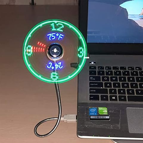 Justup USB Fan, LED RGB Fan Displays Time and Temperature Cover