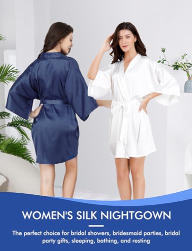 Image of EPLAZA 7Pcs Bride Bridesmaid Robe Set women satin robe Wedding Bridal Party | Soft Satin Silk, Short Sleeve, Lightweight breathable, Fits 100-150lbs, Gifts for wedding day bachelor party
