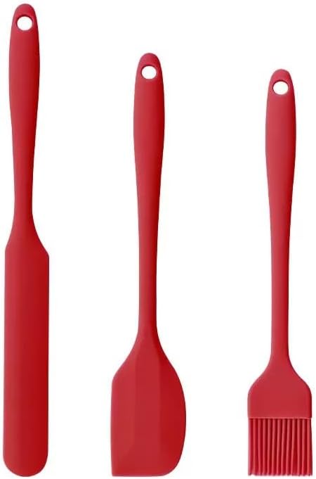 Juego de espátulas, herramientas para hornear de cocina, paquete de 3 (rojo)