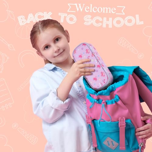 Image of Cute Kids Pencil Case - Girls Pen Pouch Large School Organizer | Pen Bag & Smooth Zipper, Multi-Slot Storage, Mesh Pocket, 900D Water Resistent, Giftable School Supplies, Purple Butterfly